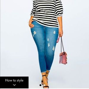 Eloquii classic fit peach liftdistressedskinnyJean